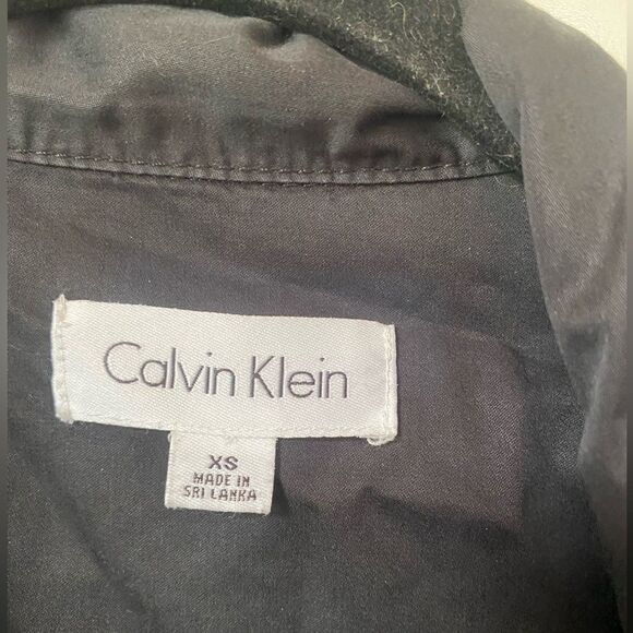 Calvin Klein Black coat long army trench coat Jacket with belt many pockets fall - Picture 6 of 9